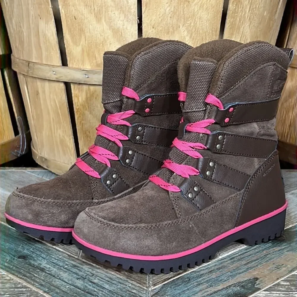 Sorel Meadow Lace Brown Suede Waterproof Insulated Snow Boots Girls Size 3